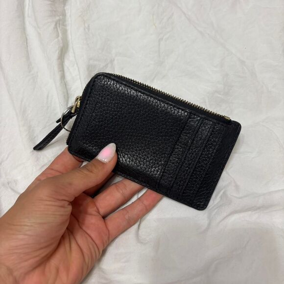 MARC JACOBS Logo Mini Zip Keychain Cardholder Coin Purse Women's Black Wallet - Picture 2 of 3